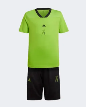 Adidas Football-Inspired X Boys Training Suit Solar Green Hg6785