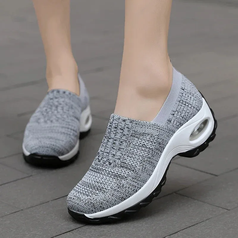 Air Cushion Slip-On Women Walking Shoes