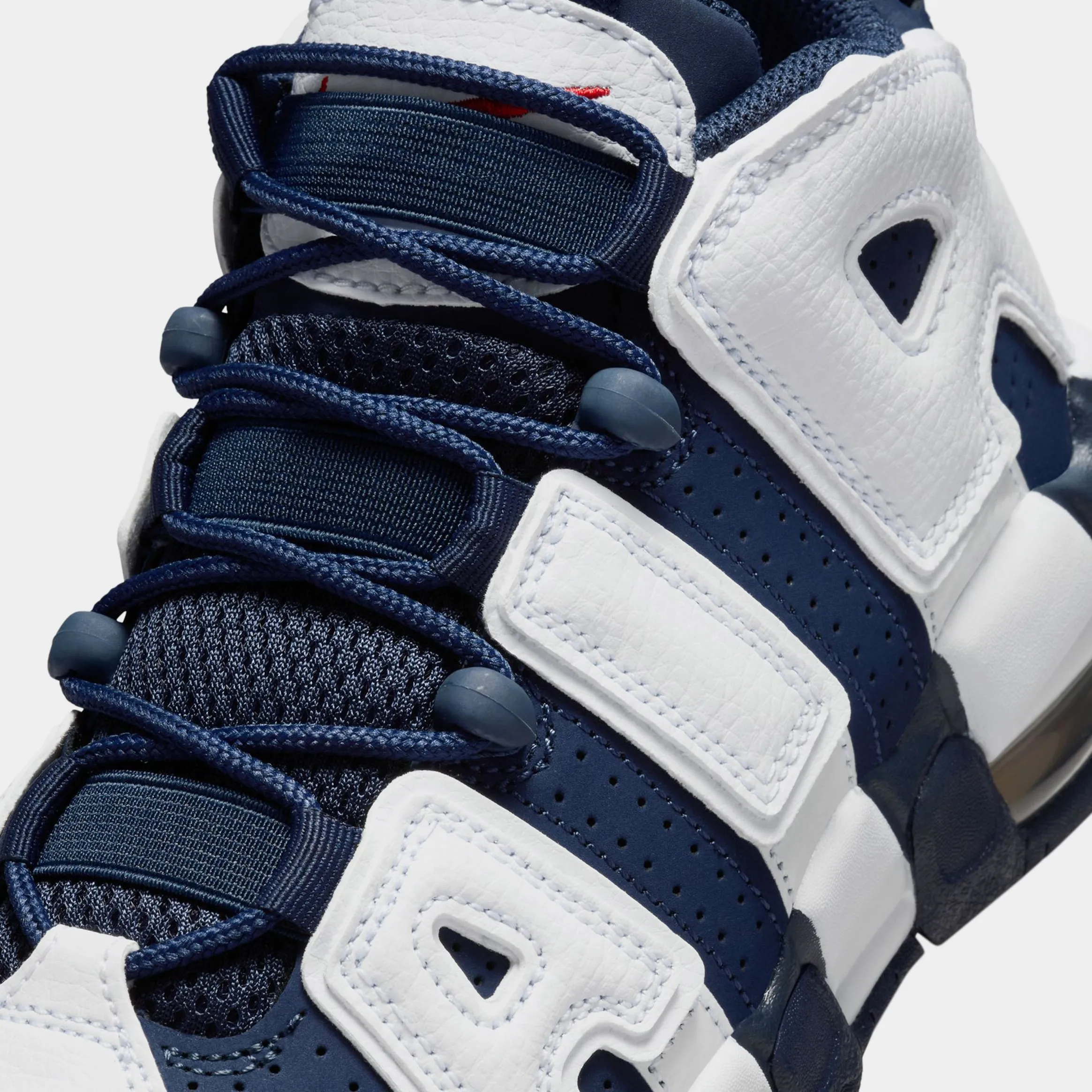 Air More Uptempo '96 Grade School Basketball Shoes (White/Midnight Navy/Metallic Gold)