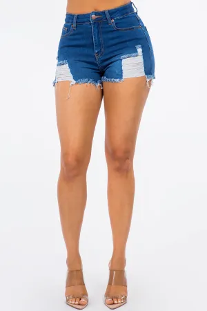 American Bazi High Waist Distressed Denim Shorts