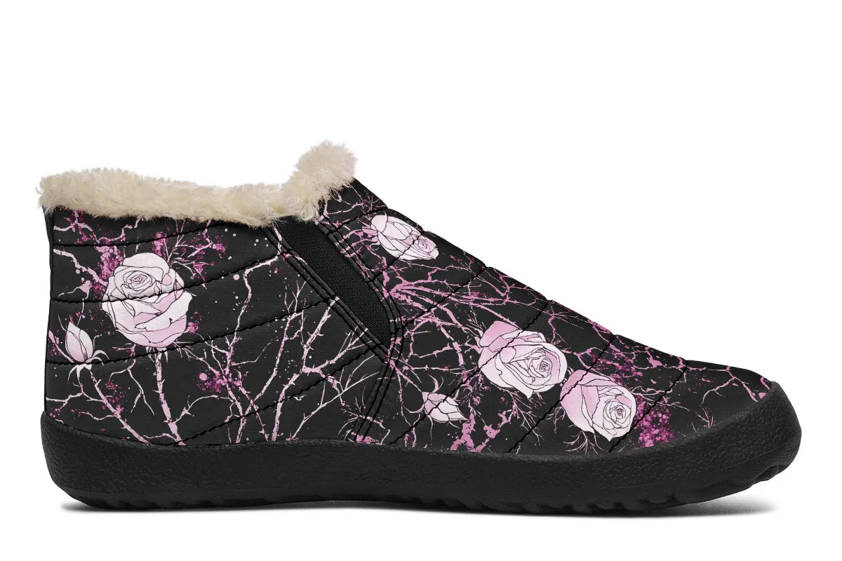 Amethyst Kintsugi Rose Winter Sneakers - Warm & Easy Slip-On Shoes Lined with Vegan Wool with Anti-Slip Soles