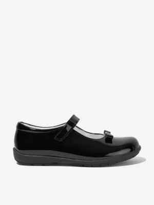 Andanines Girls Patent Leather Velcro Strap Pumps in Black