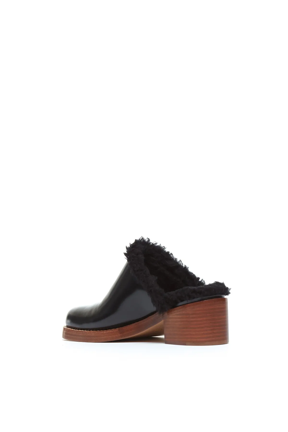 Armin Fur Mules in Black Leather