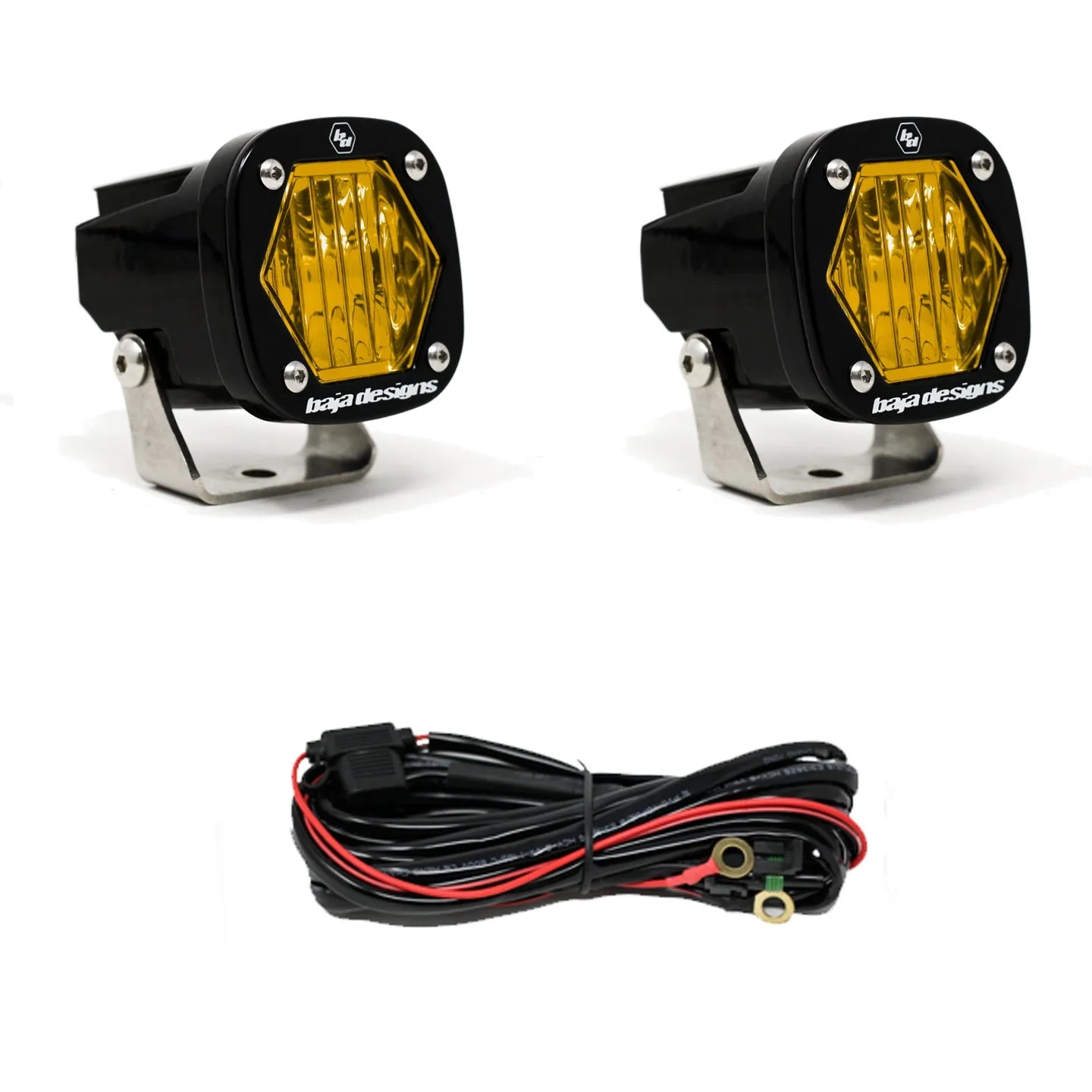 Baja Designs 387815 S1 Amber Wide Cornering LED Light with Mounting Bracket Pair Baja Designs