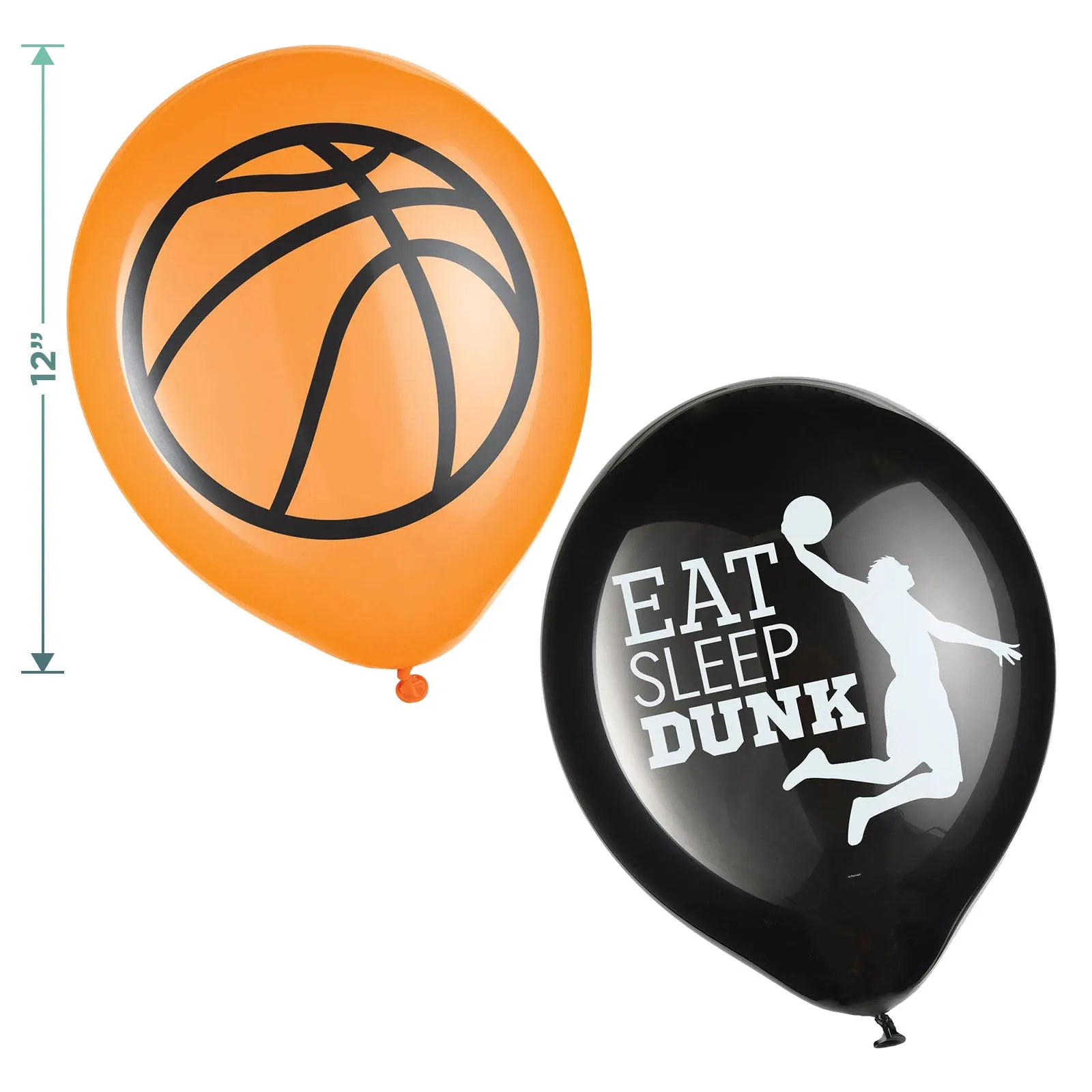 Basketball Party Pack - Large Paper Dinner Plates, Lunch Napkins, Balloons, and Table Cover Set (Serves 16)