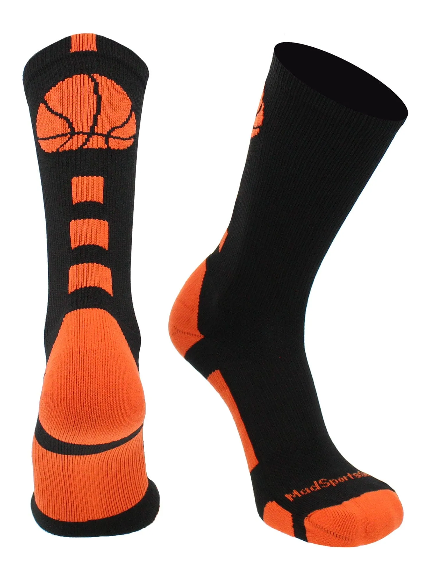 Basketball Socks with Basketball Logo Athletic Crew Socks - made in the USA