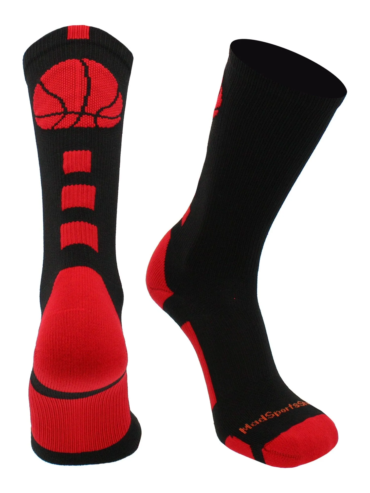 Basketball Socks with Basketball Logo Athletic Crew Socks - made in the USA