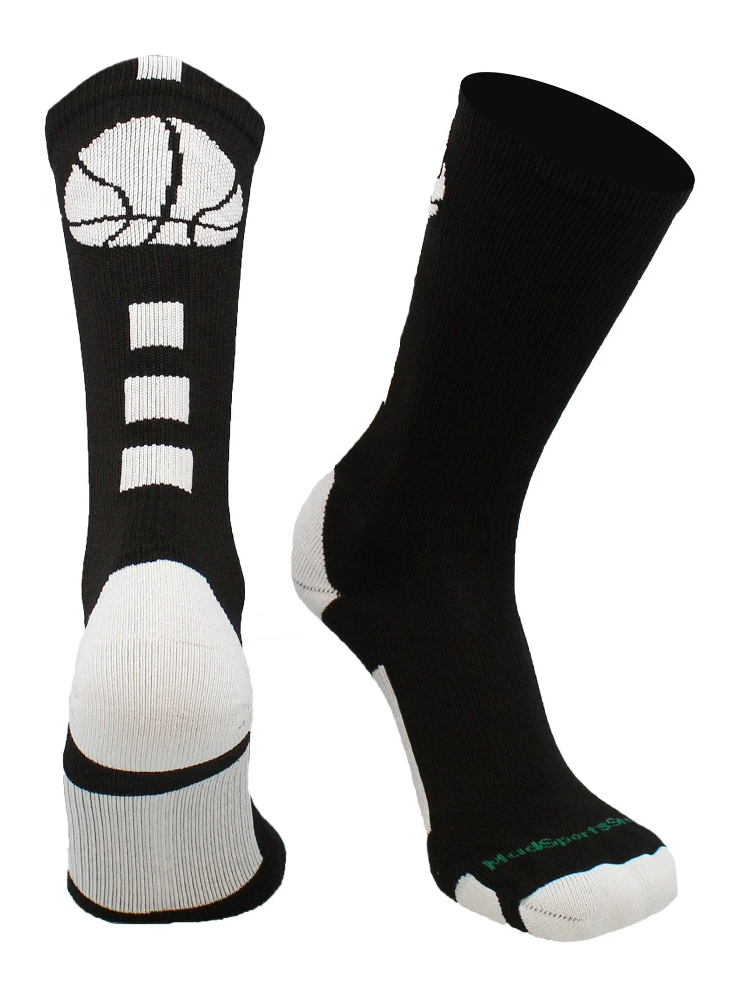 Basketball Socks with Basketball Logo Athletic Crew Socks - made in the USA