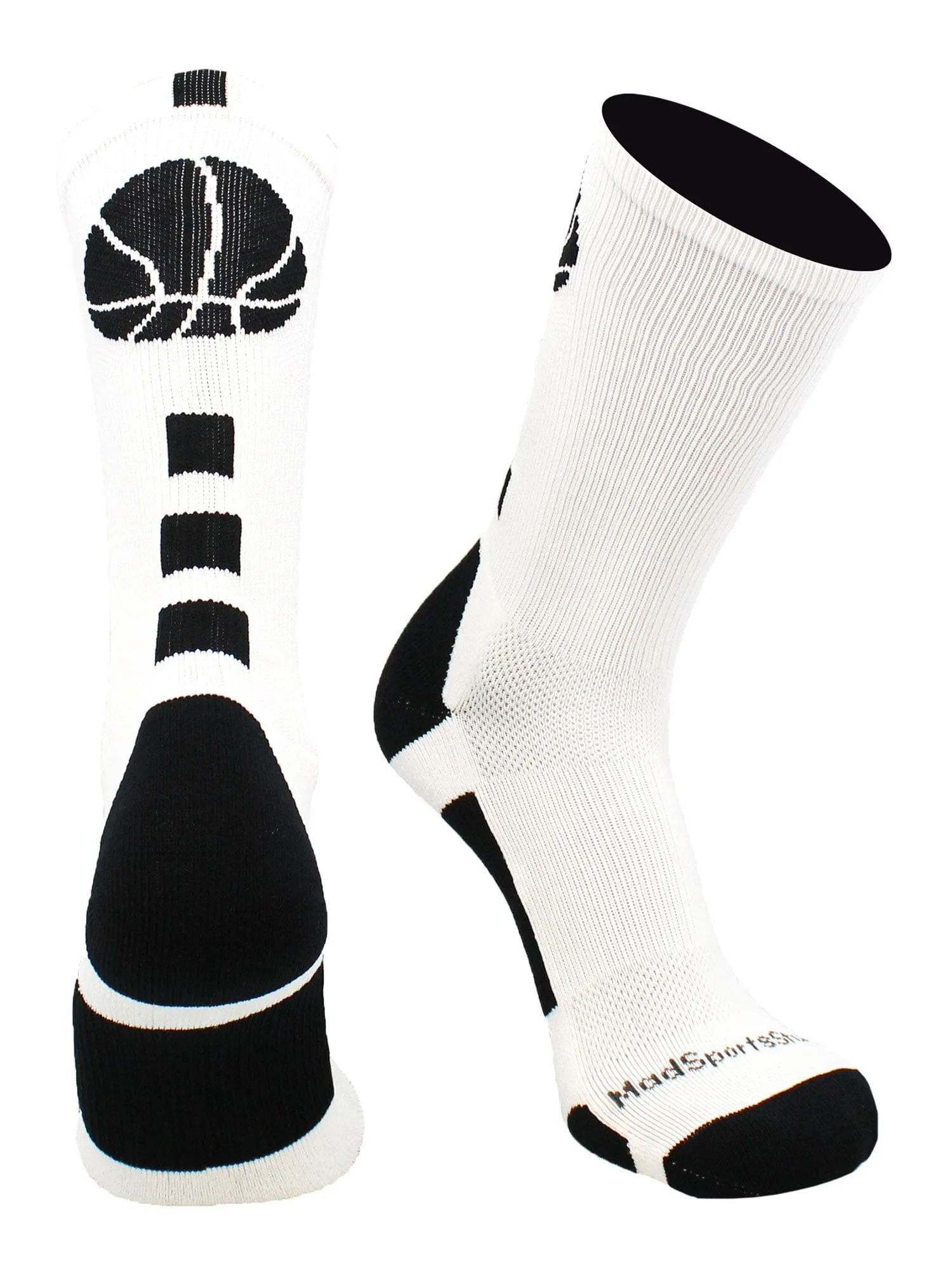 Basketball Socks with Basketball Logo Athletic Crew Socks - made in the USA