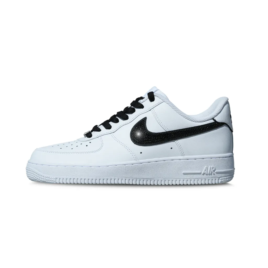 BLACK AND WHITE CRYSTAL SWOOSH AF1