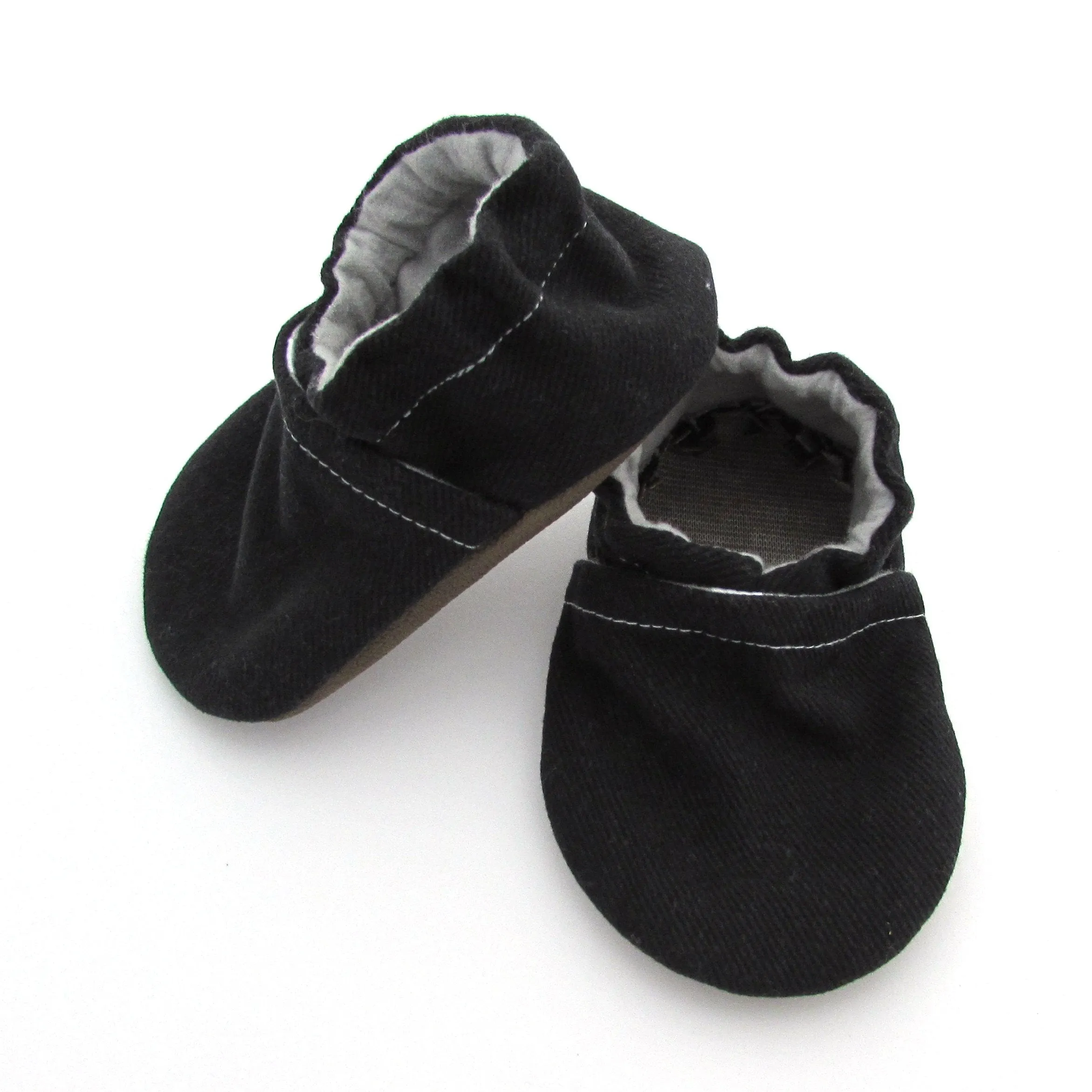 Black Brushed Denim Baby Shoes