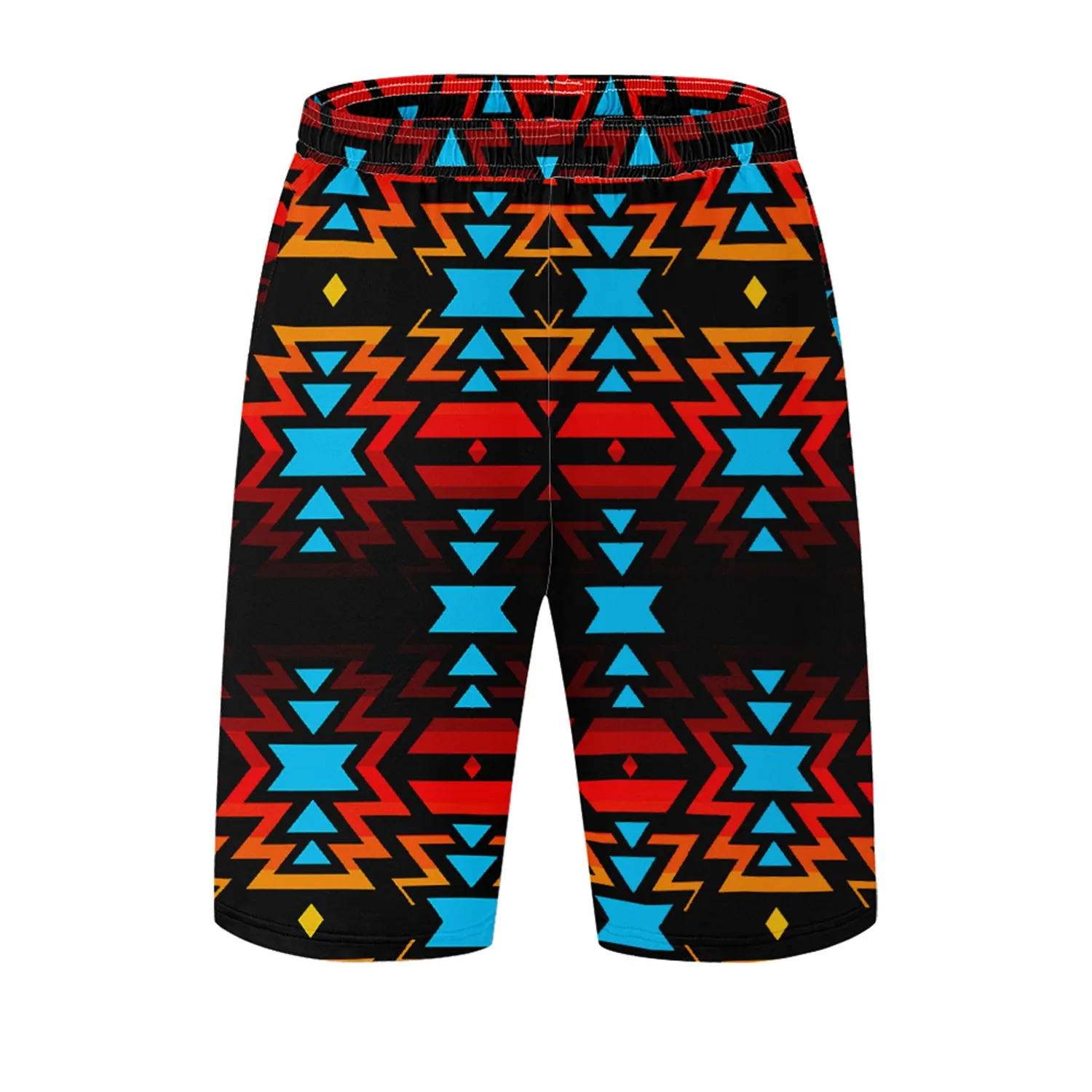 Black Fire and Sky Athletic Shorts with Pockets