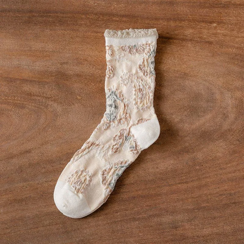 Bohemian Embossed Floral Sock