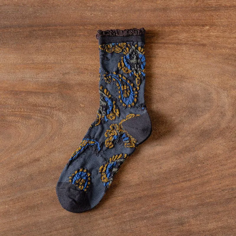 Bohemian Embossed Floral Sock