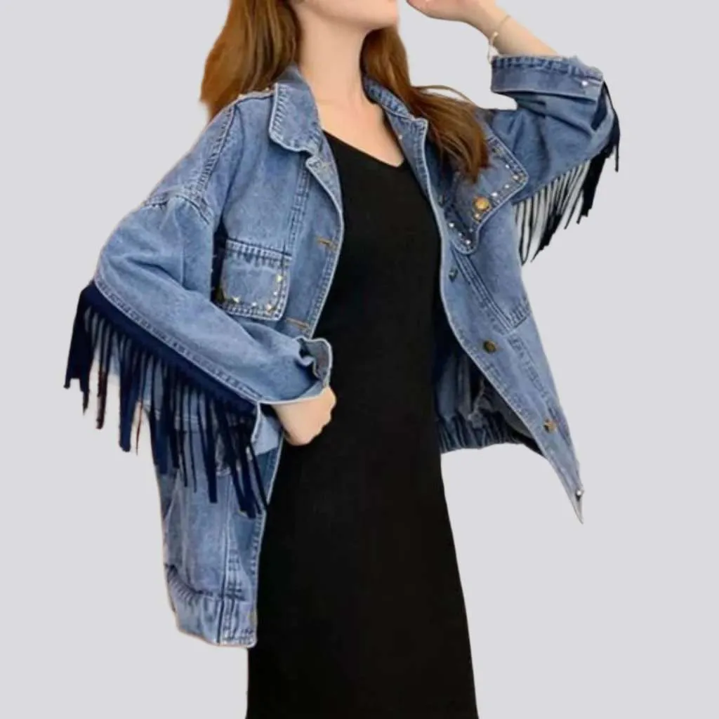 Boho fringe women denim jacket