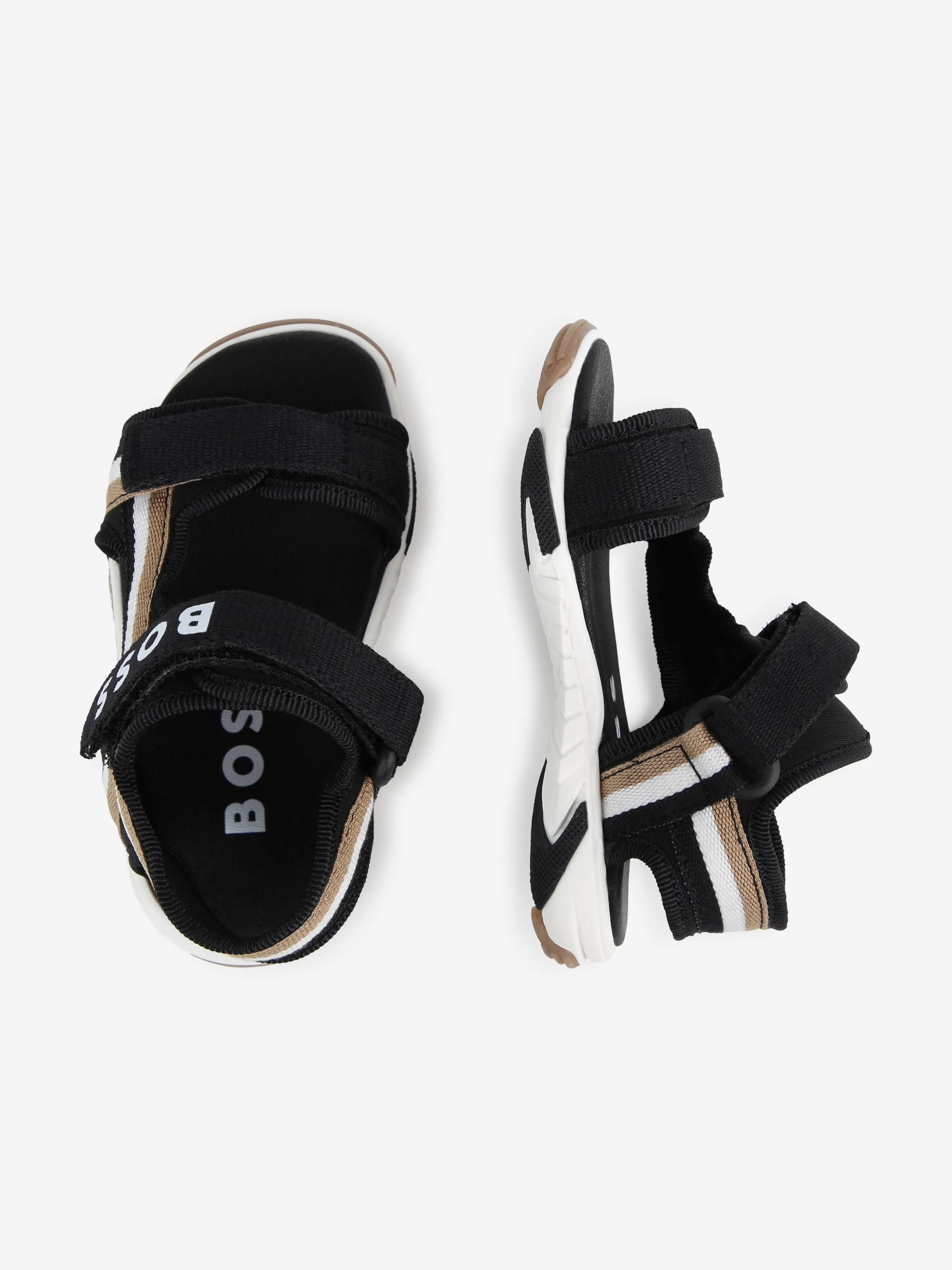 BOSS Baby Boys Strappy Logo Sandals in Black