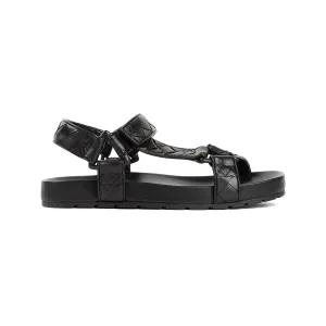 BOTTEGA VENETA Black Woven Leather Sandals for Men