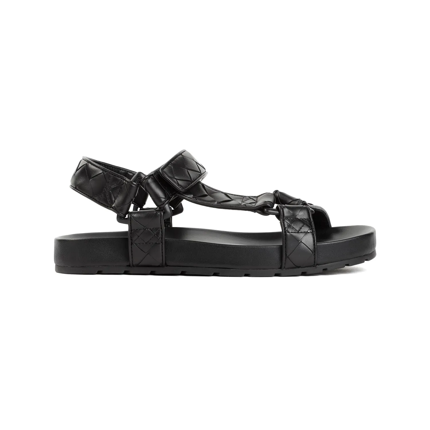 BOTTEGA VENETA Black Woven Leather Sandals for Men