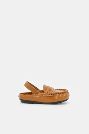 Boys Brown Mule With Elastic Back Strap