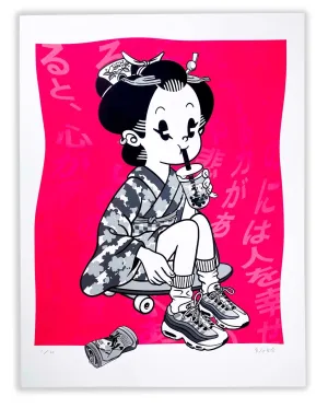 Bubble Tea Silkscreen Print by Shishidomia