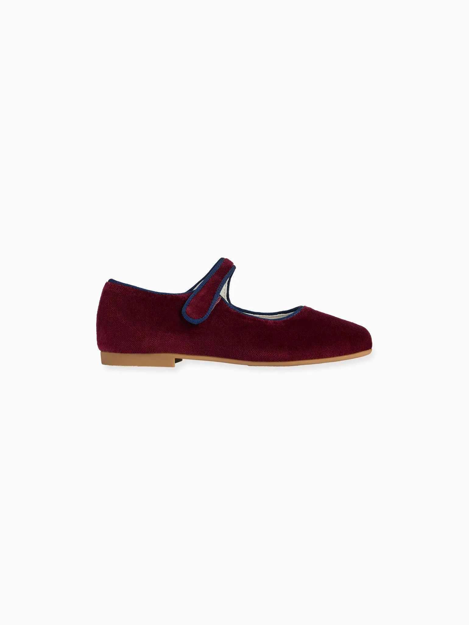 Burgundy Velvet Girl Mary Jane Shoes