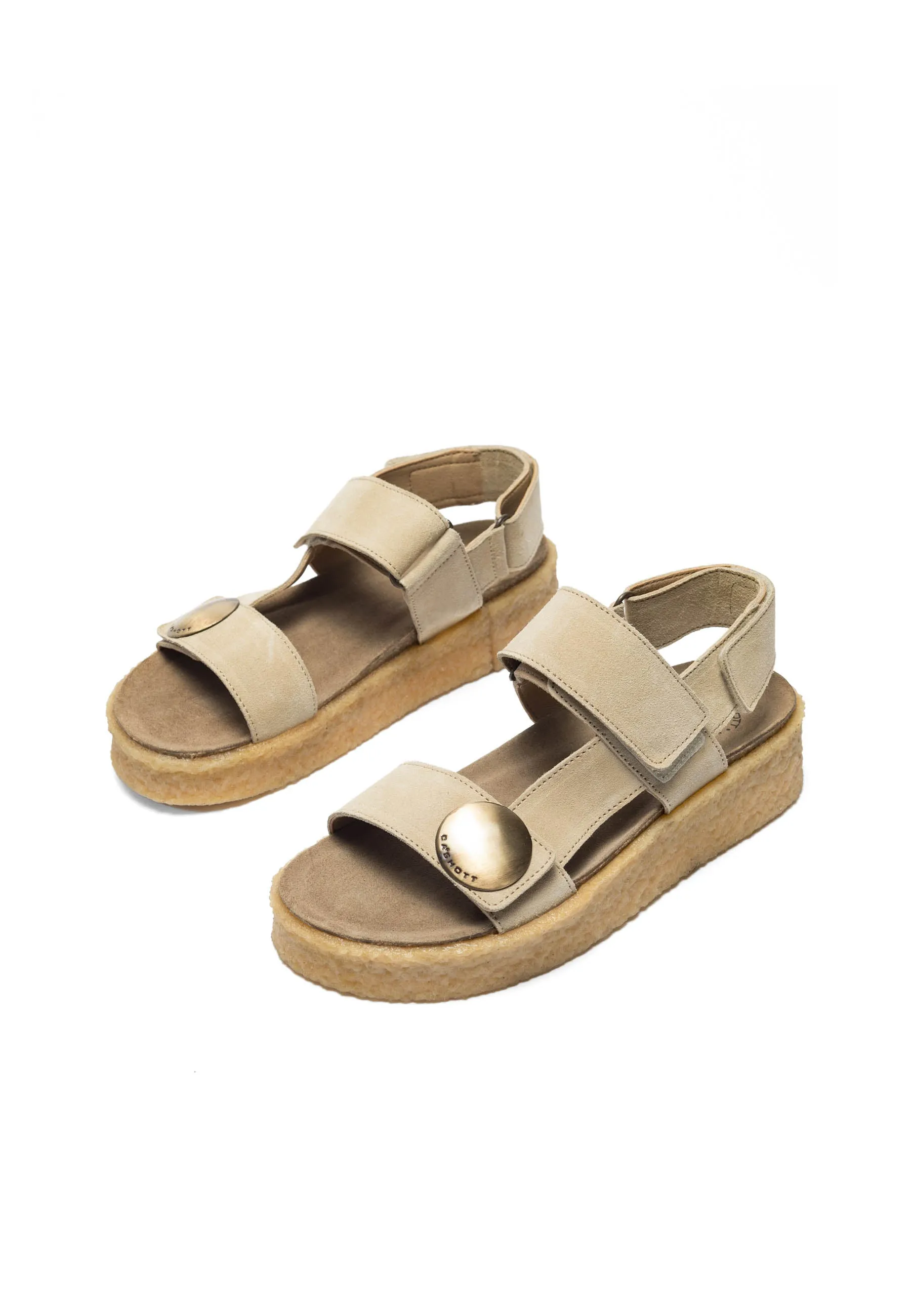 Casdagmar Beige Suede Velcro Sandals