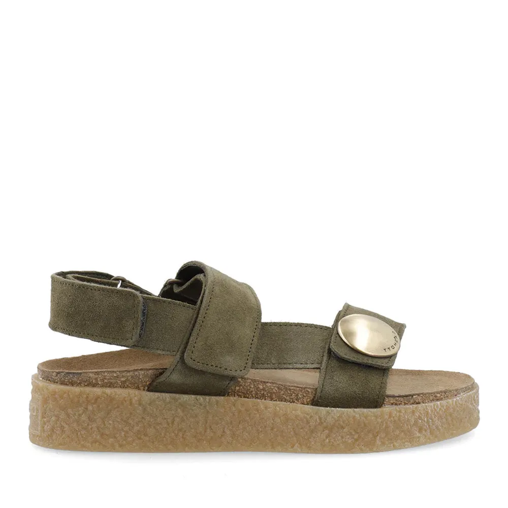 Casdagmar Olive Suede Velcro Sandals