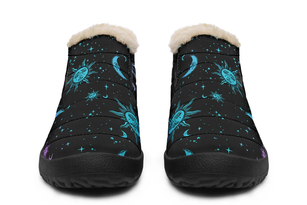 Celestial Pastel Winter Sneakers - Warm & Easy Slip-On Shoes Lined with Vegan Wool with Anti-Slip Soles