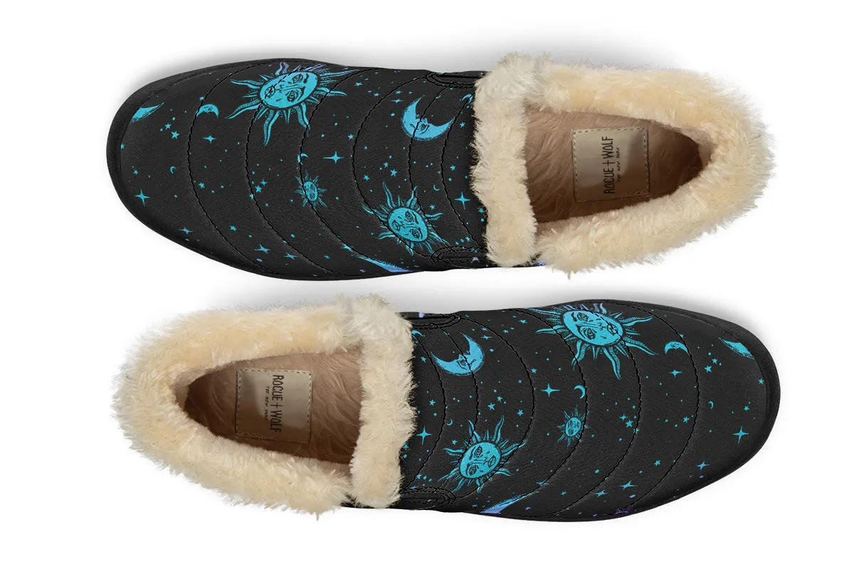 Celestial Pastel Winter Sneakers - Warm & Easy Slip-On Shoes Lined with Vegan Wool with Anti-Slip Soles