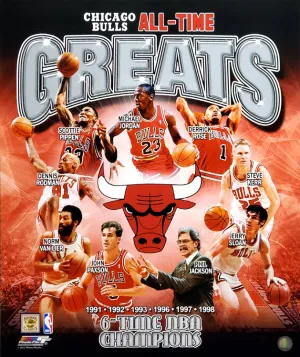 Chicago Bulls "All-Time Greats" (9 Legends, 6 Championships) Premium Poster Print - Photofile