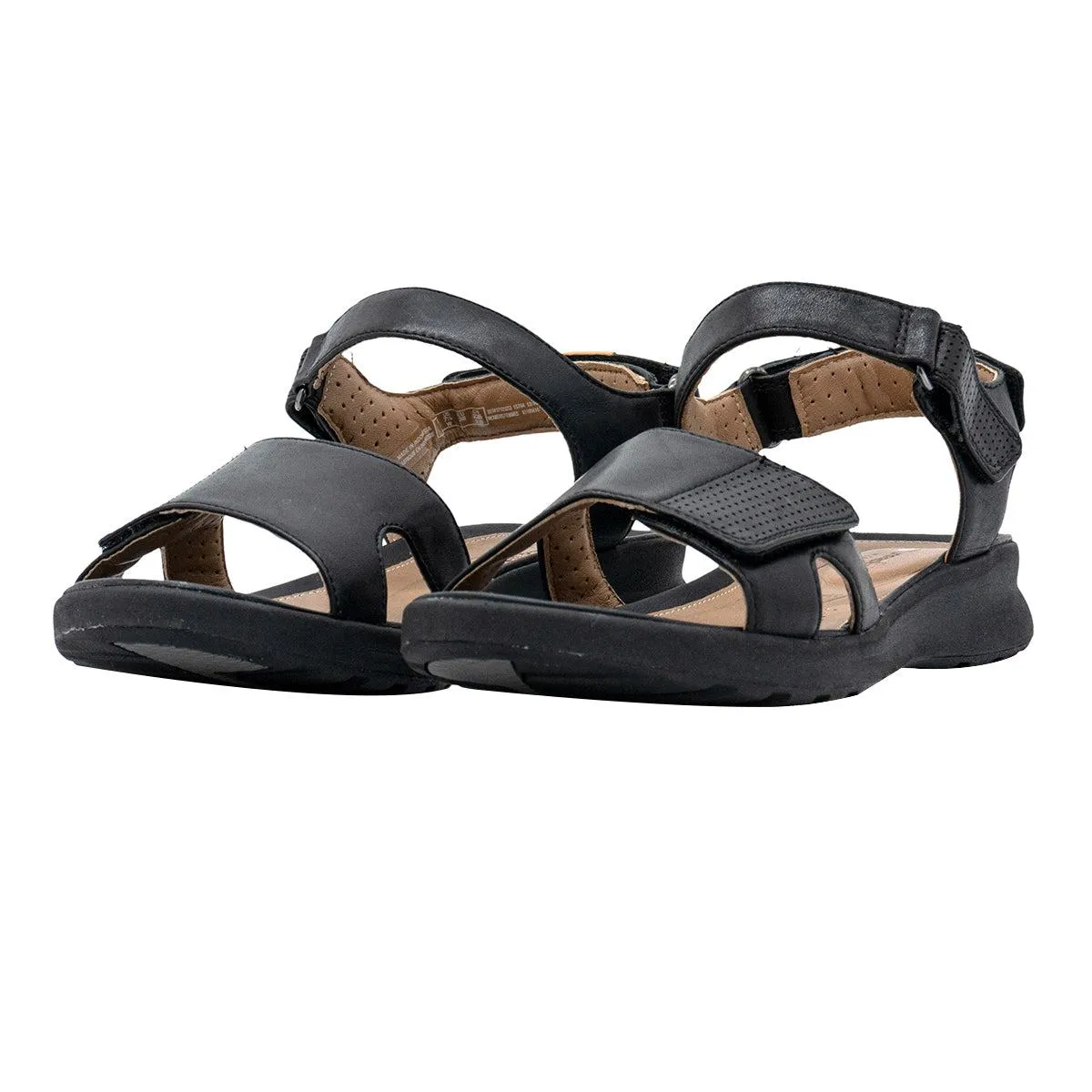 Clarks Unstructured By Adorn Flat Sandals Leather Black Colour For Women