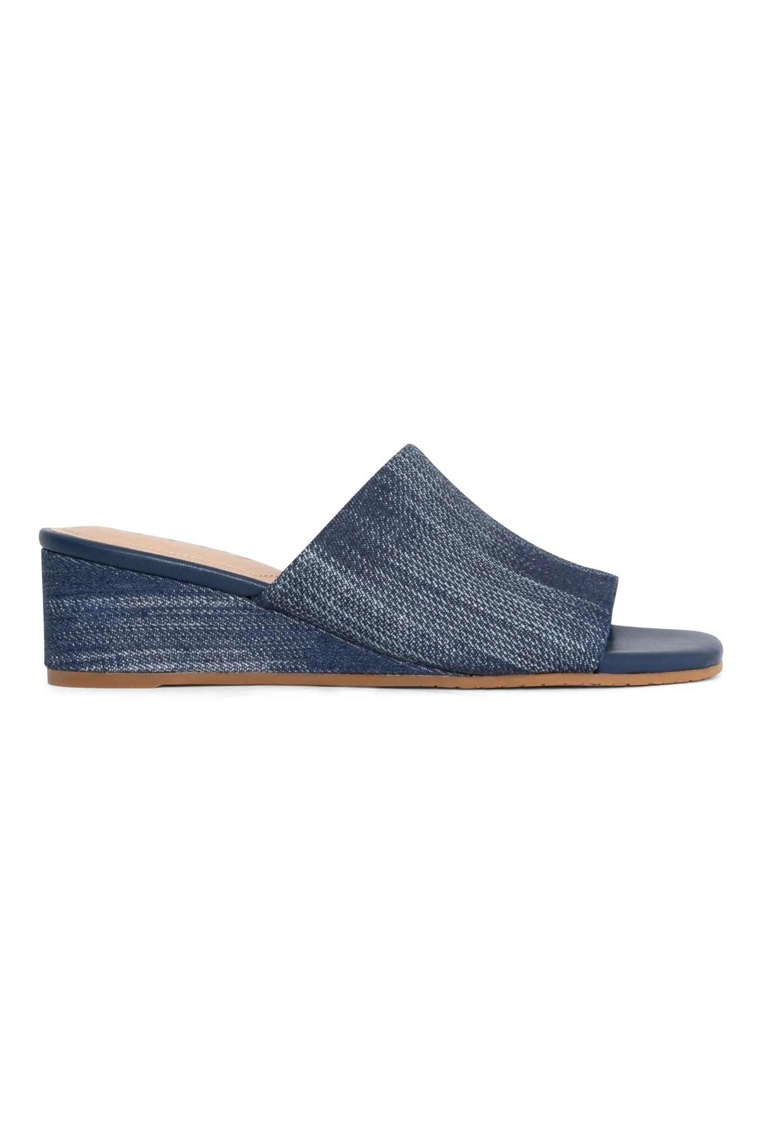 Claudine Wedge Mule Sandals - Dark Blue