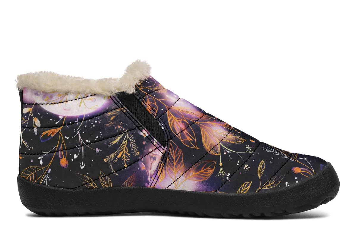 Cosmic Petals Winter Sneakers - Warm & Easy Slip-On Shoes Lined with Vegan Wool with Anti-Slip Soles