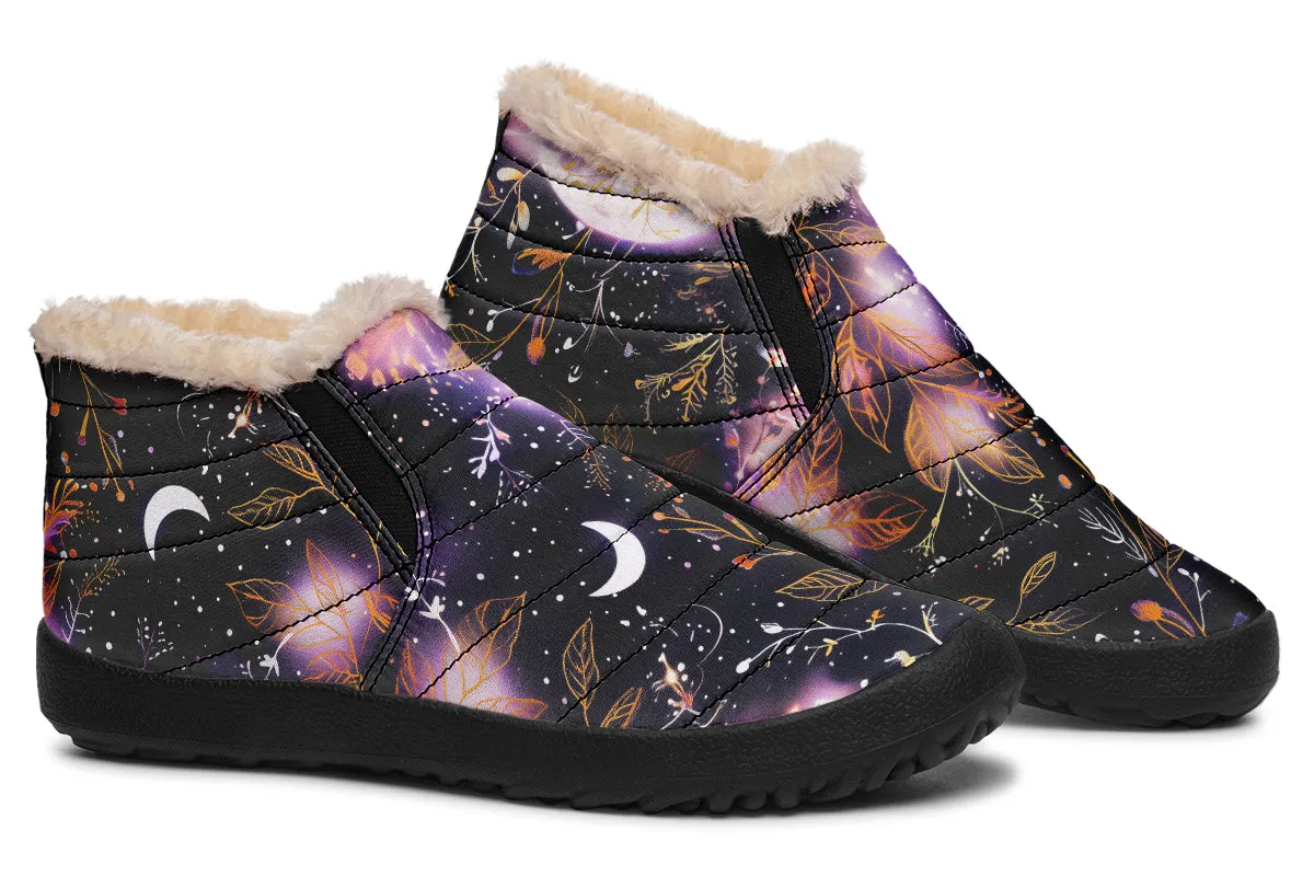 Cosmic Petals Winter Sneakers - Warm & Easy Slip-On Shoes Lined with Vegan Wool with Anti-Slip Soles