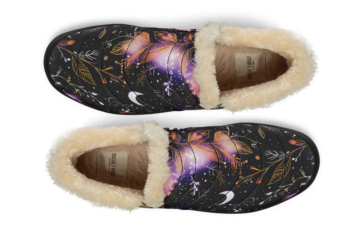 Cosmic Petals Winter Sneakers - Warm & Easy Slip-On Shoes Lined with Vegan Wool with Anti-Slip Soles