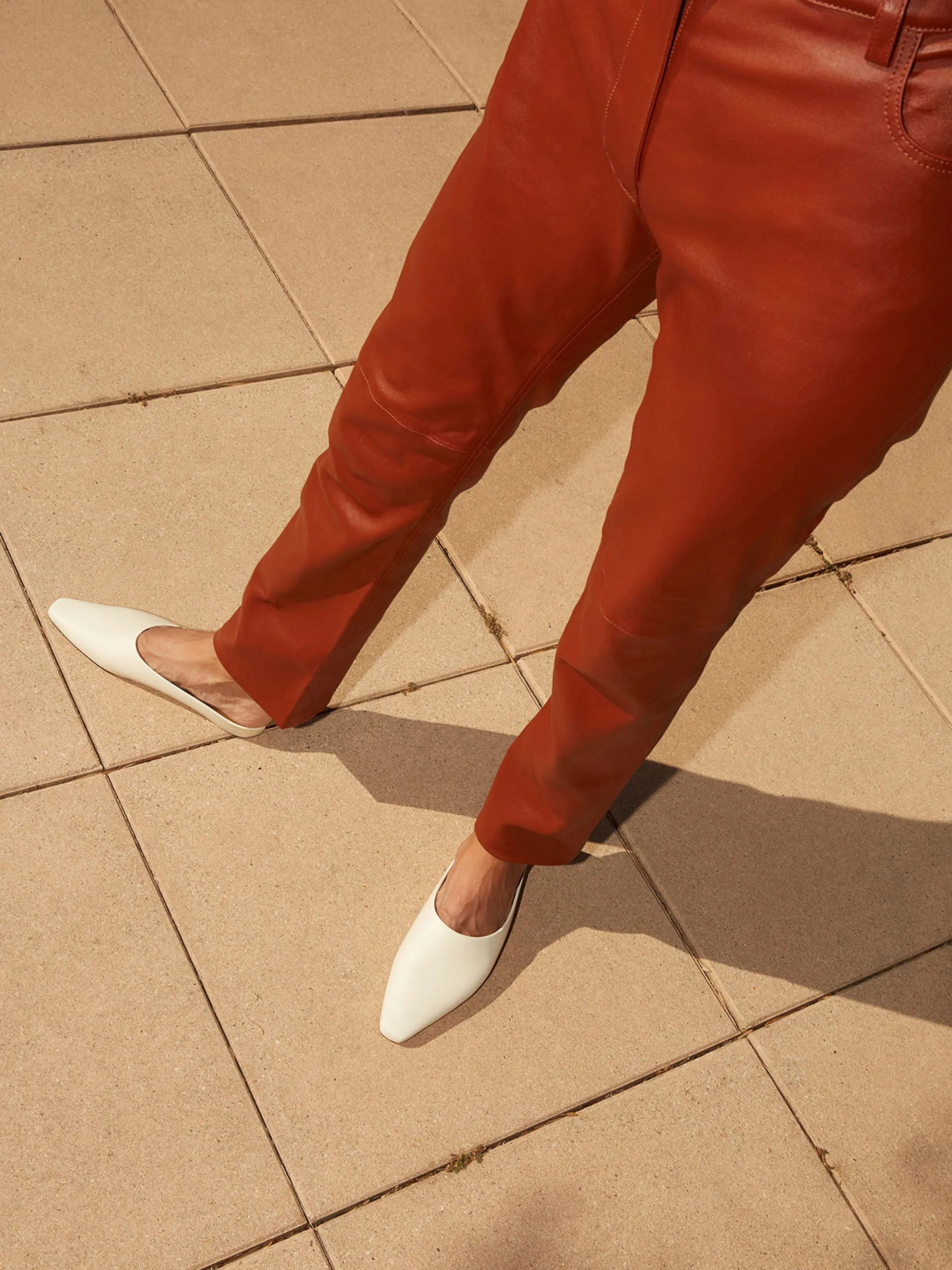 Cream leather Alba mules