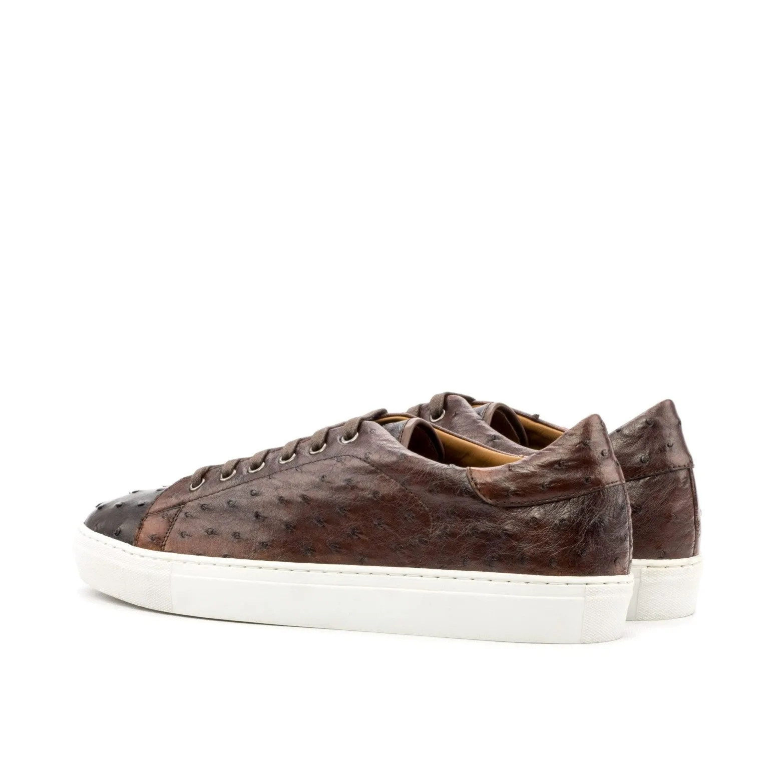 Dark & Med Brown Ostrich Classic Trainers