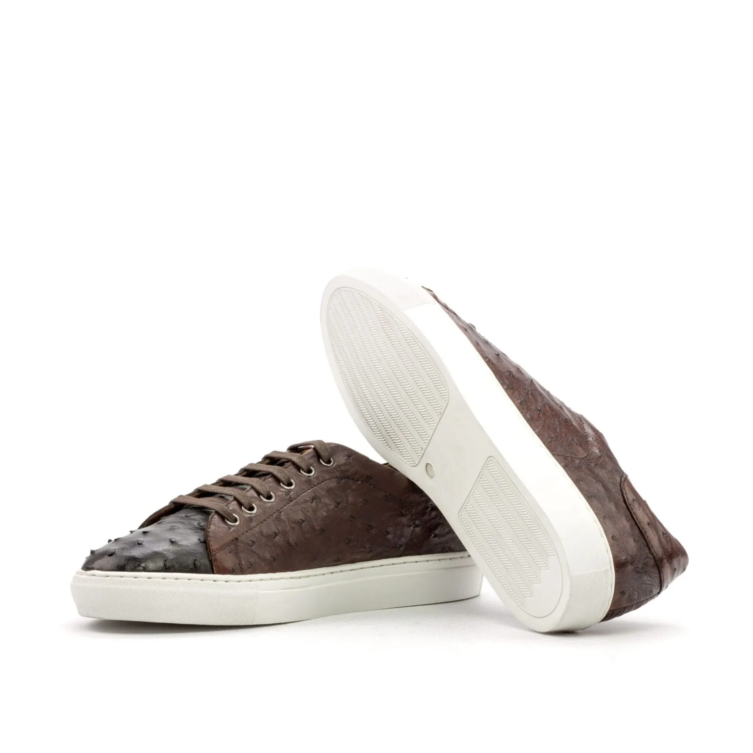 Dark & Med Brown Ostrich Classic Trainers