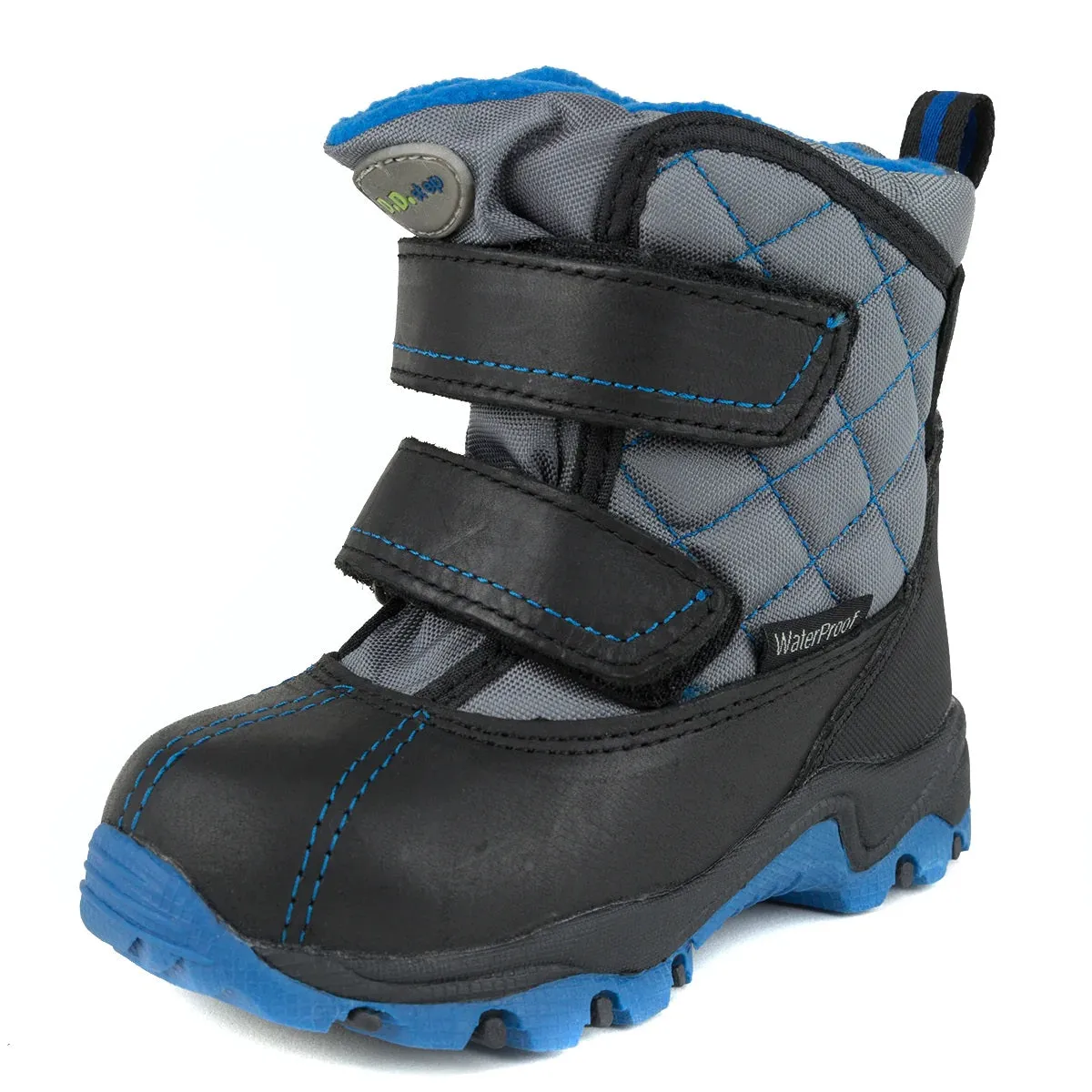 D.D. Step Boys Winter Boots With Fleece Insulation Royal Blue Plaid Pattern