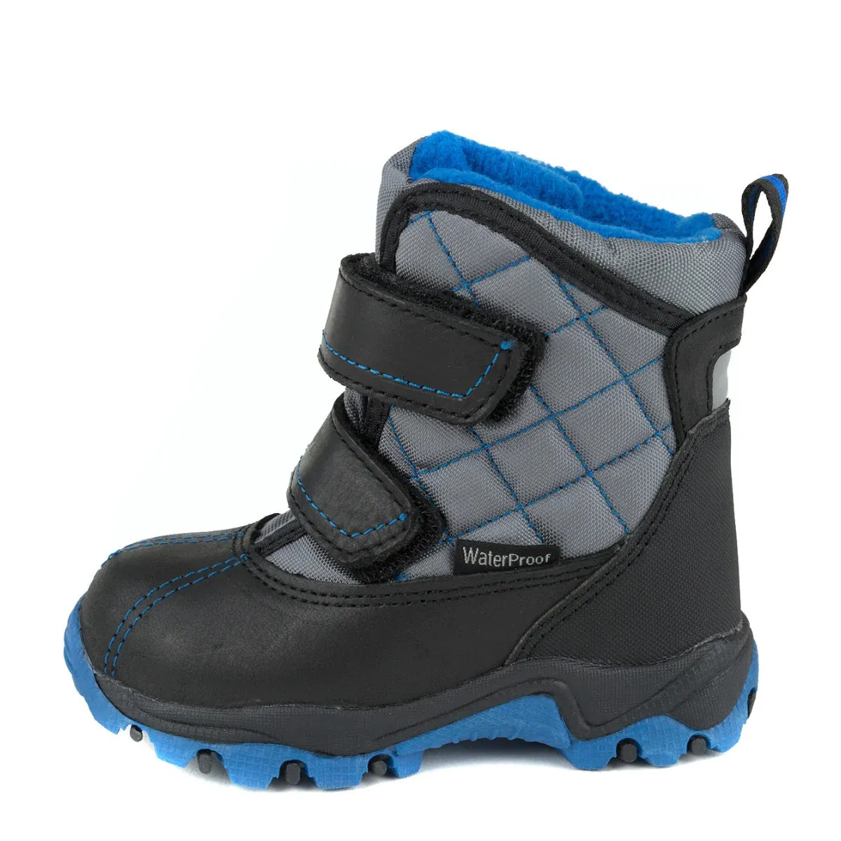 D.D. Step Boys Winter Boots With Fleece Insulation Royal Blue Plaid Pattern