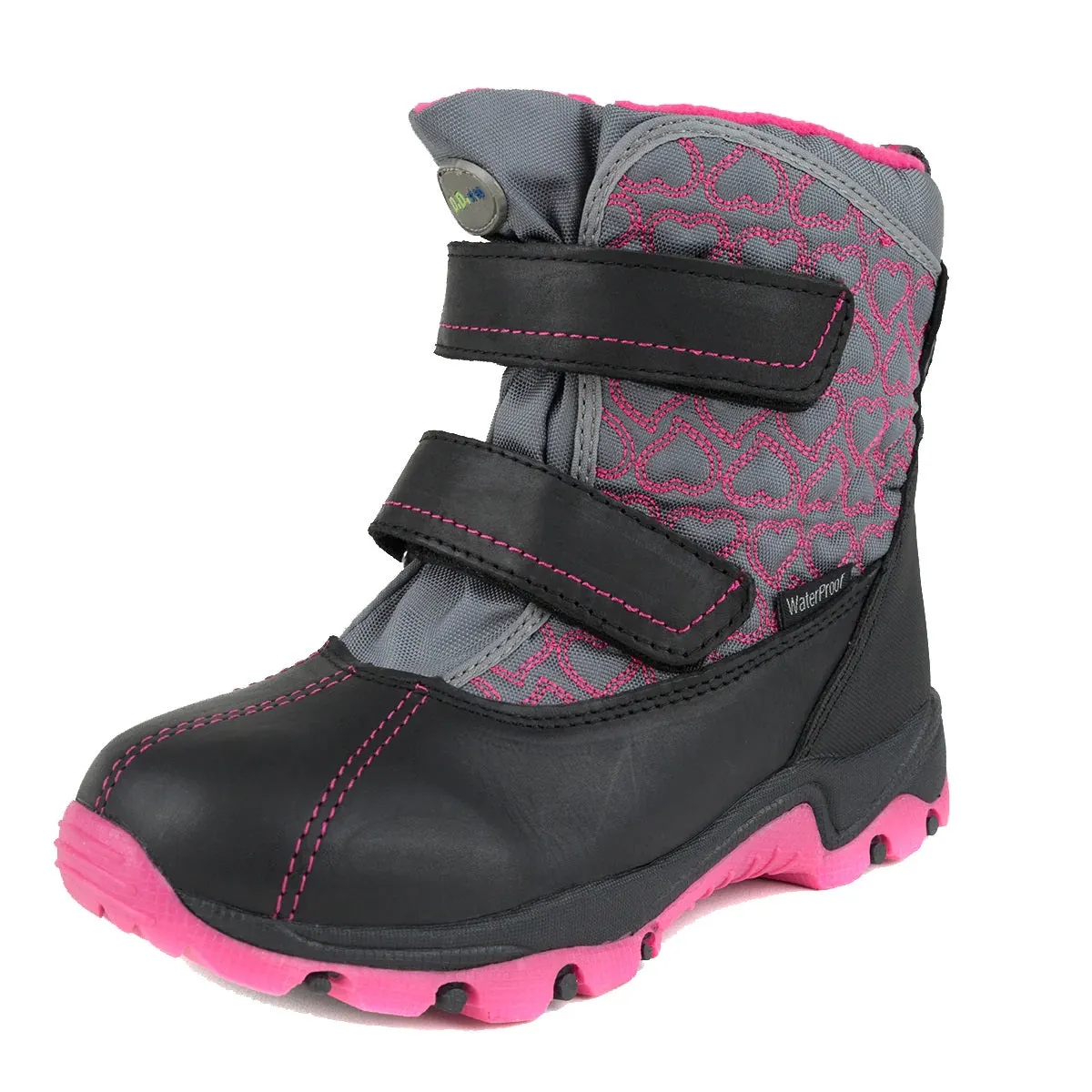 D.D. Step Little/Big Kid Girl Winter Boots With Fleece Insulation Fuchsia Heart Pattern