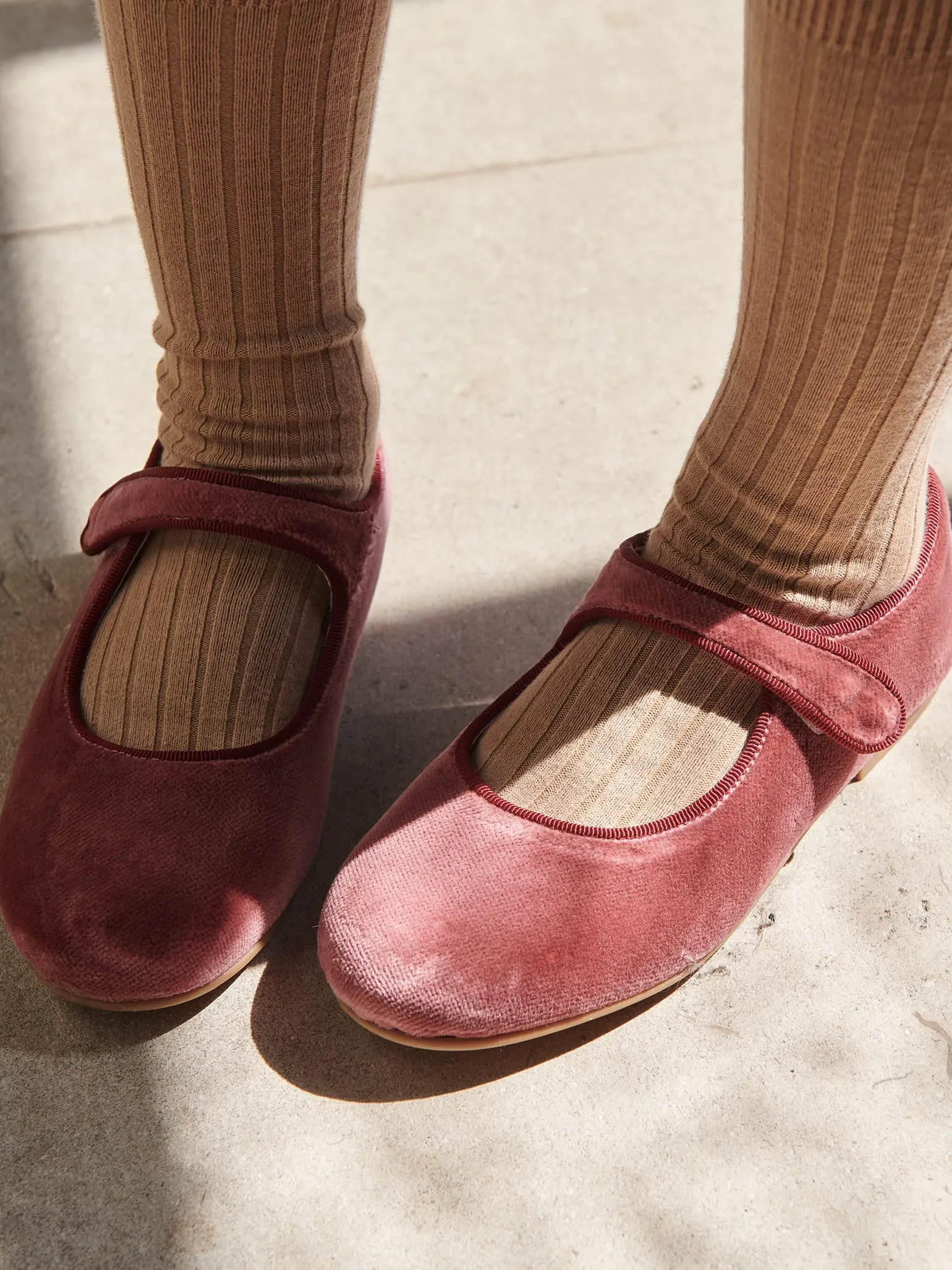 Dusty Pink Velvet Girl Mary Jane Shoes