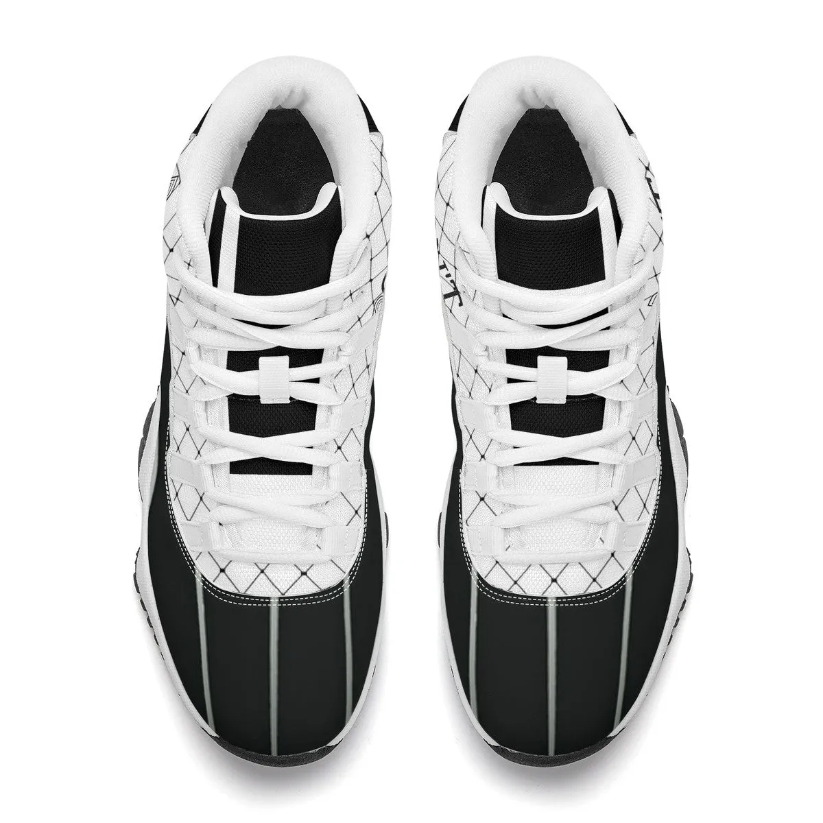 DX4 Black Logo. White ,Black Netting ,Design  & White High Top Air Retro Sneakers - White