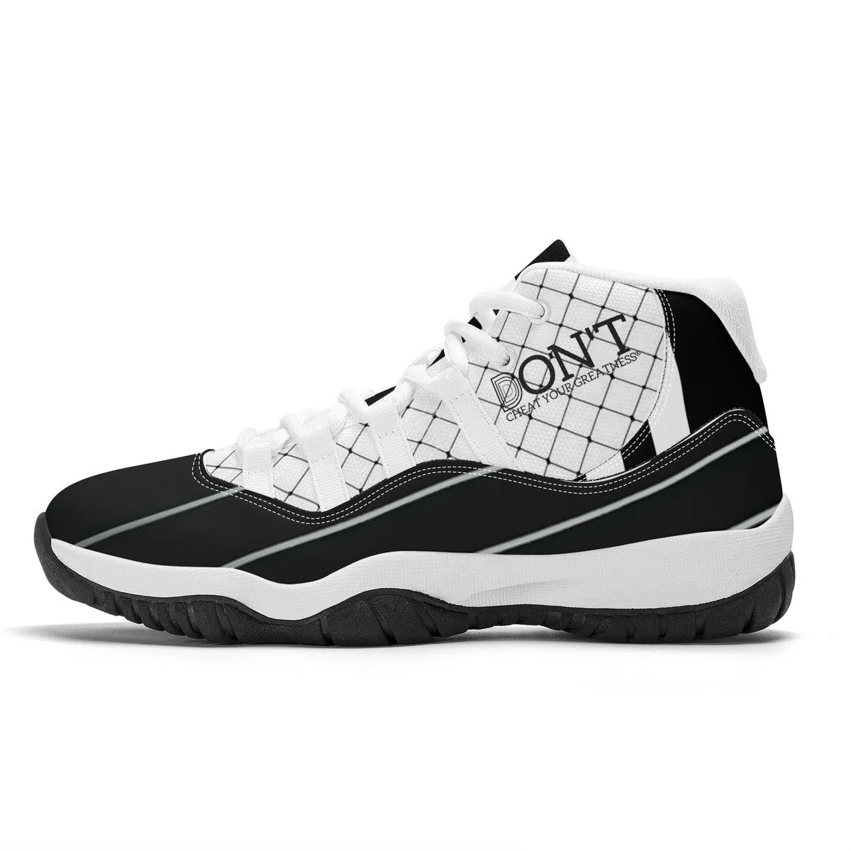 DX4 Black Logo. White ,Black Netting ,Design  & White High Top Air Retro Sneakers - White