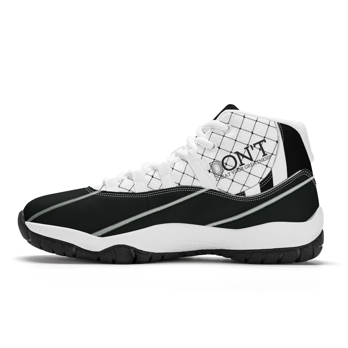 DX4 Black Logo. White ,Black Netting ,Design  & White High Top Air Retro Sneakers - White