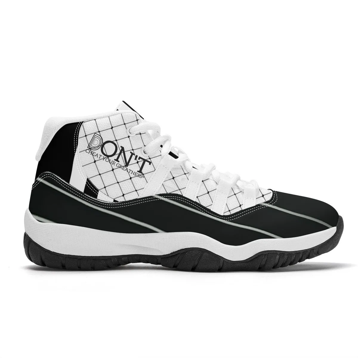 DX4 Black Logo. White ,Black Netting ,Design  & White High Top Air Retro Sneakers - White