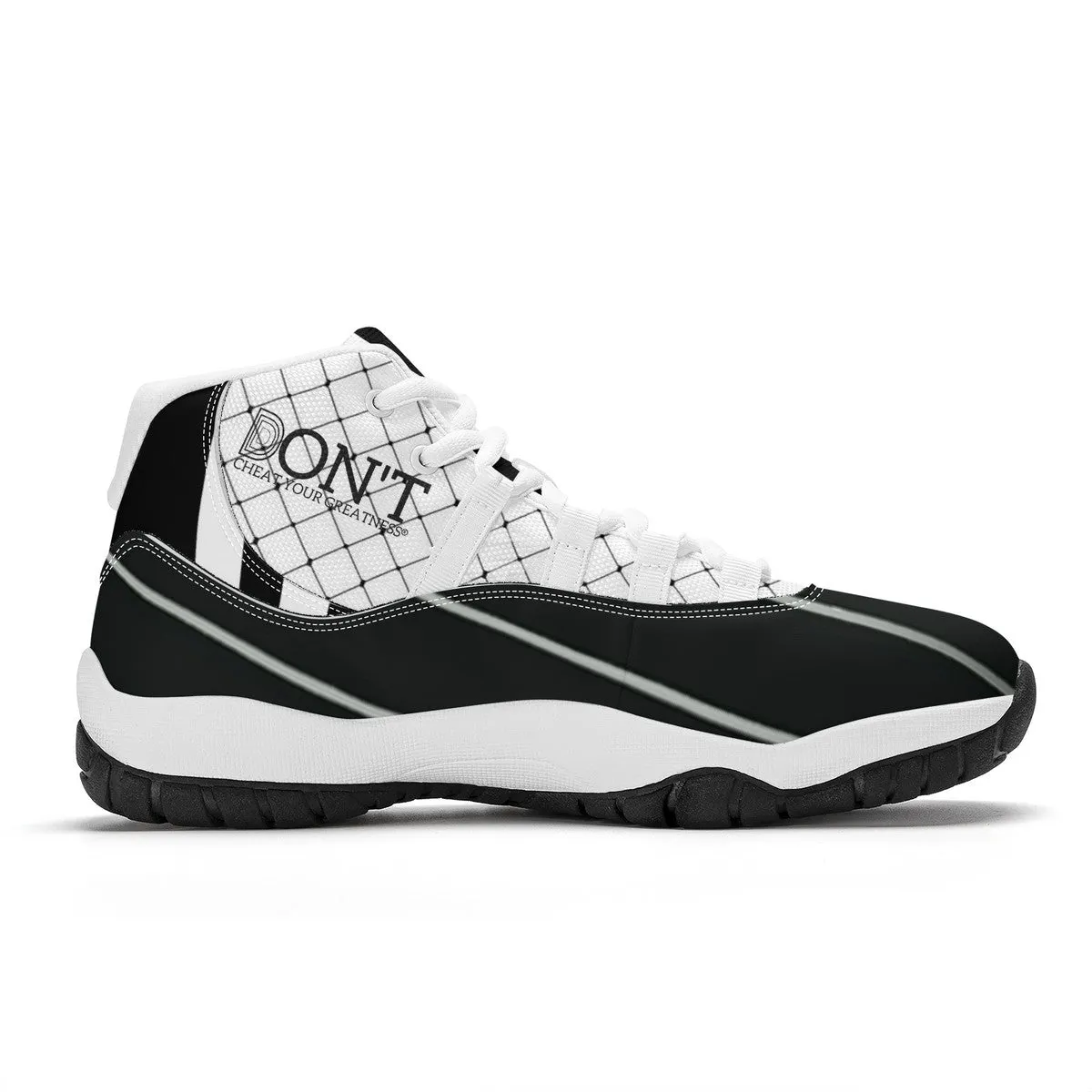 DX4 Black Logo. White ,Black Netting ,Design  & White High Top Air Retro Sneakers - White