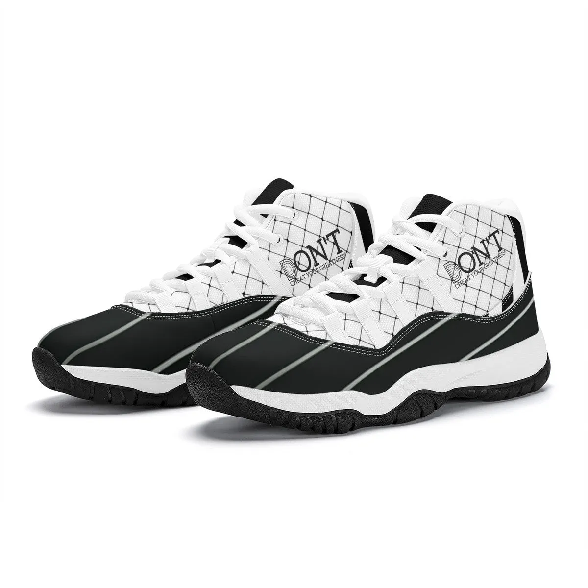 DX4 Black Logo. White ,Black Netting ,Design  & White High Top Air Retro Sneakers - White