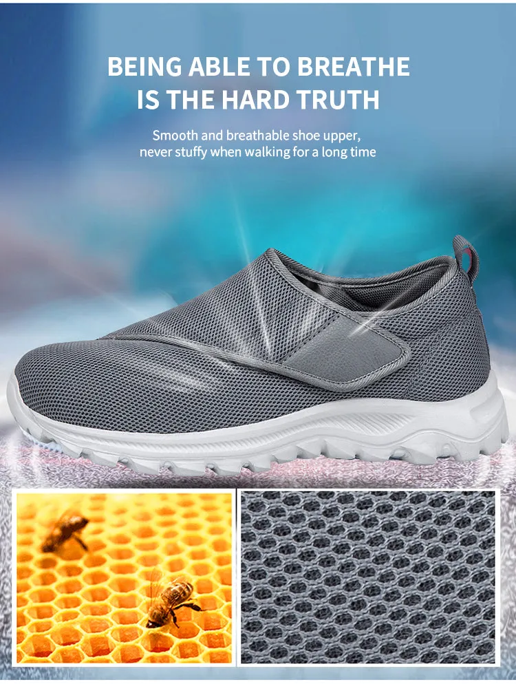 Elderly Wide Width Shoes Swollen Feet Diabetic Shoes Velcro Adjustable Closure Walking Shoes Casual Breathable Lightweight Support Customized Logo