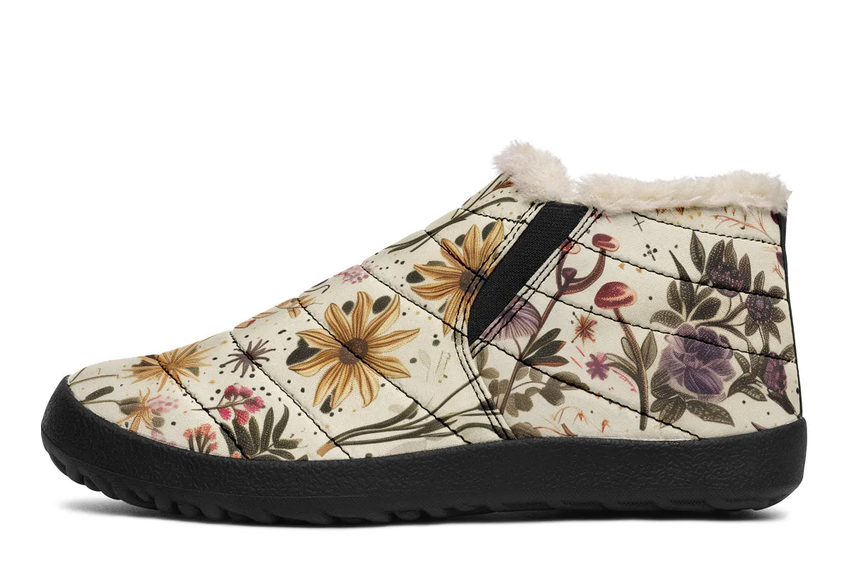 Enchanted Blossoms Winter Sneakers - Warm & Easy Slip-On Shoes Lined with Vegan Wool with Anti-Slip Soles